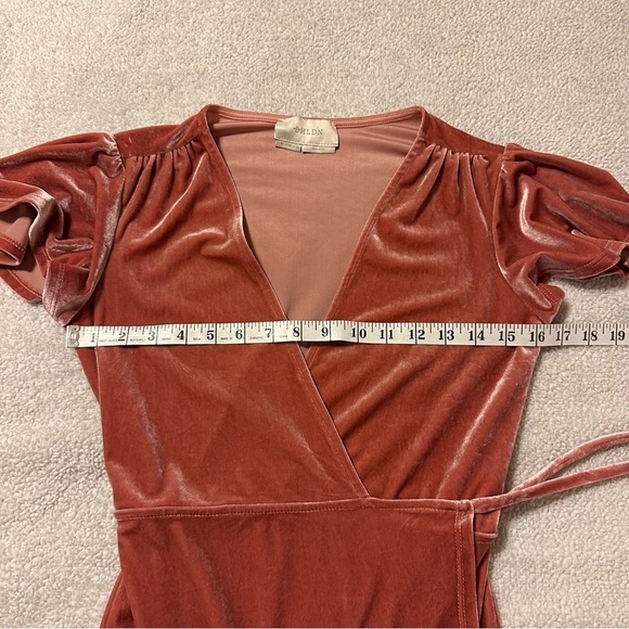 BHLDN by ANTHROPOLOGIE Dusty Rose Pink Velvet Thrive Wrap Midi Dress - Picture 8 of 16